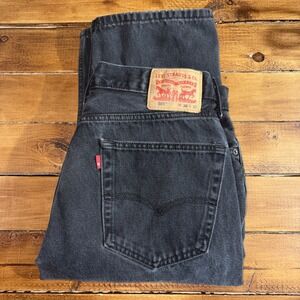 Levi's 505 Jeans Men 36x32 (Fits 35x30) Faded Black Straight Leg Workwear Grunge